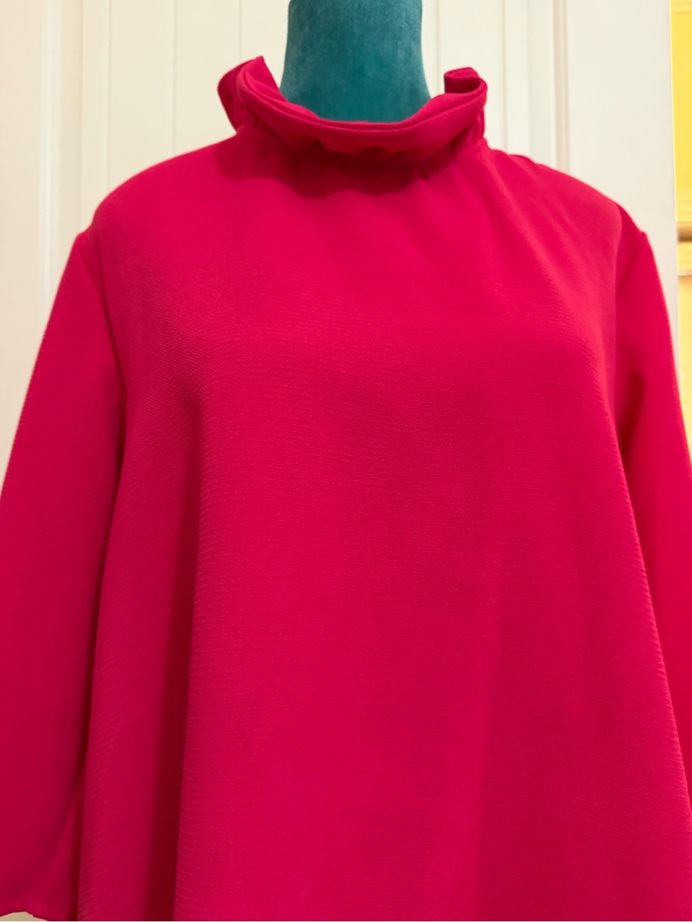 Pomander Place Fuchsia Tie-Neck Blouse - Picture 3 of 13